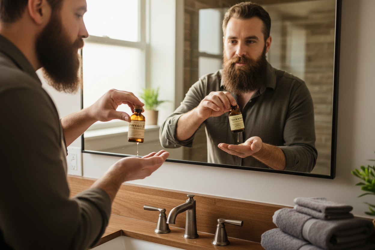 Rugged Bearded Man with Pinnacle Beard Products